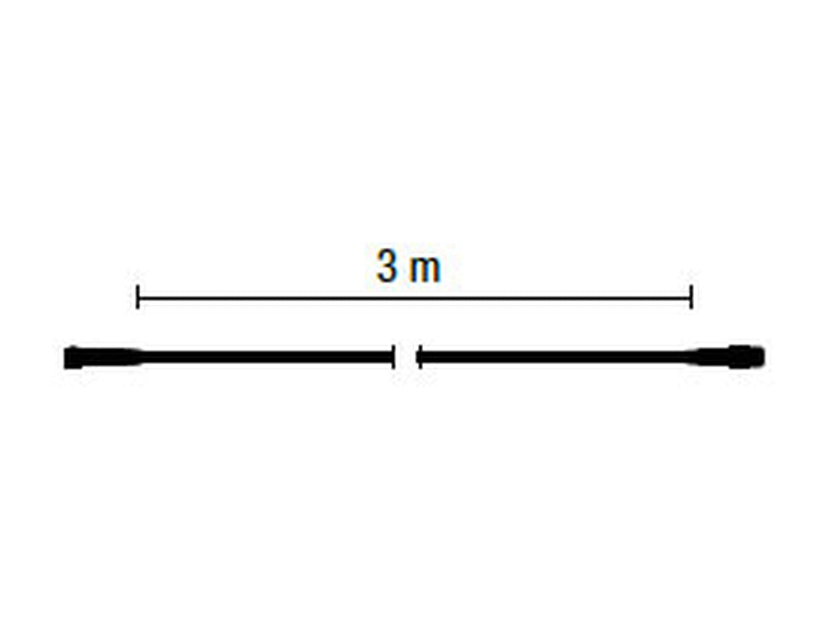MK Illumination QF+ Verlängerungskabel – 1 m, 3 m, 10 m (2 × 5 m) oder 20 m – 3 m · Schwarz (001-105) – Maßzeichnung