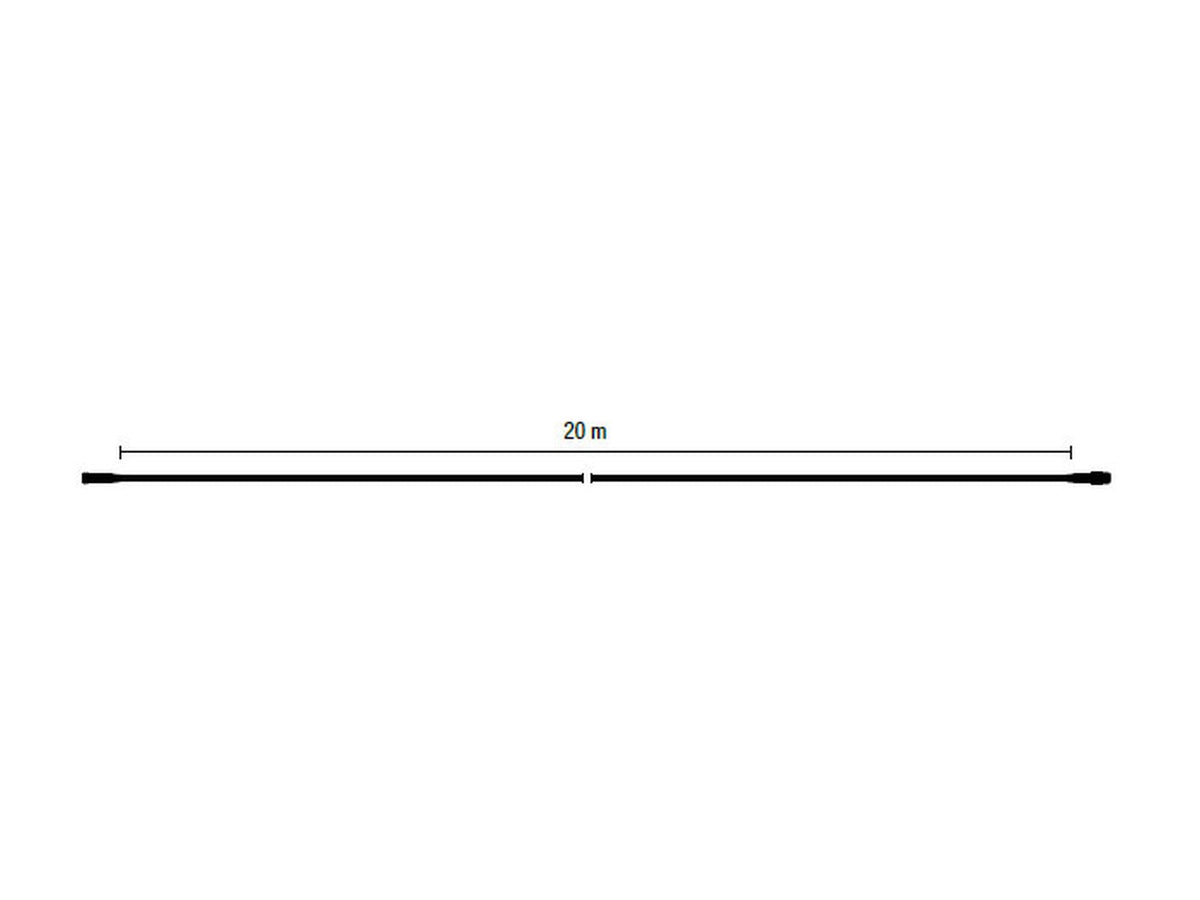 MK Illumination QF+ Verlängerungskabel – 1 m, 3 m, 10 m (2 × 5 m) oder 20 m – 20 m · Schwarz (001-111) – Maßzeichnung