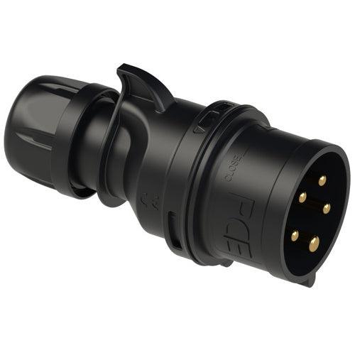 CEE Stecker IP 44, 5-polig, 400 V, 6 h, 16 A, schwarz, PCE 015-6x