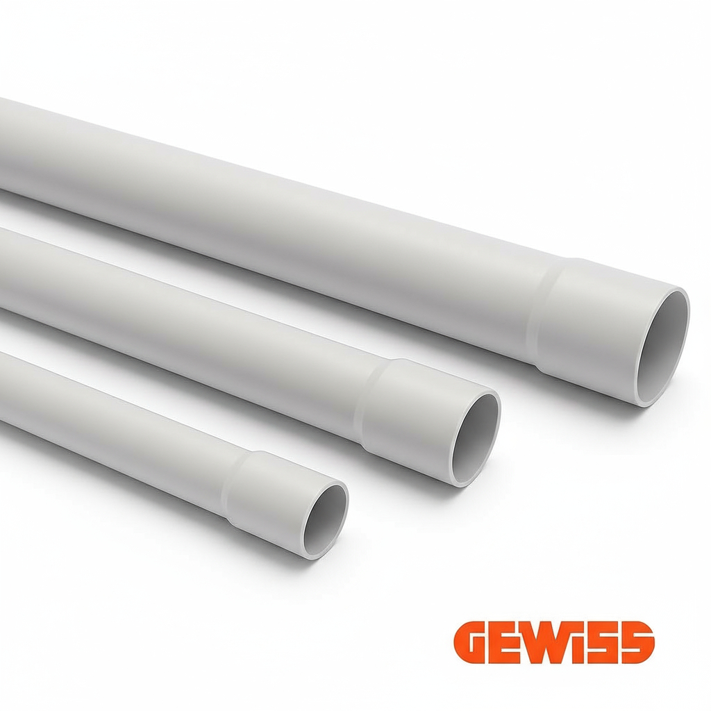 GEWISS Stangenrohr, Leerrohr, Elektrorohr, mit Muffe, 63 mm, AS06488, 2m Stange, VPE: 6 Meter