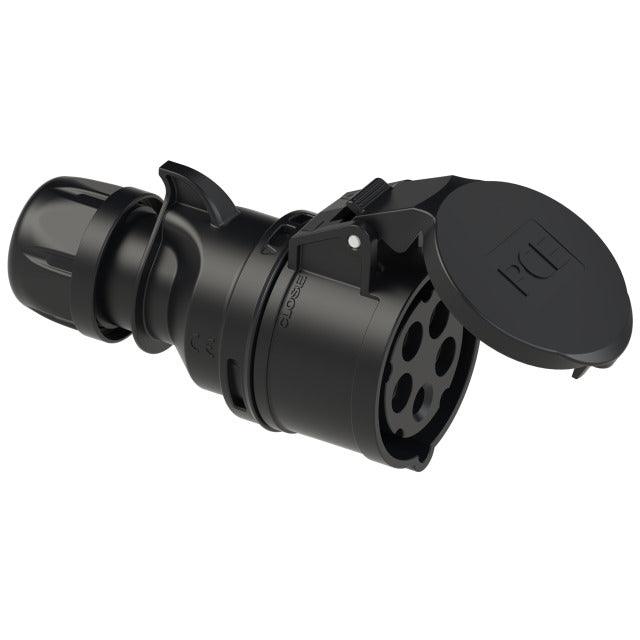 CEE Kupplung IP 44, 5-polig, 400 V, 6 h, 32 A, schwarz, PCE 225-6x
