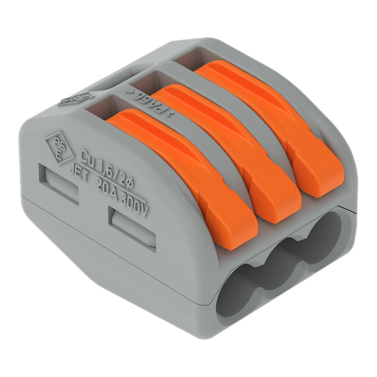 WAGO 222-413, WAGO-Verbindungsklemme 3fach, 0,08-4mm², grau, 50 Stück