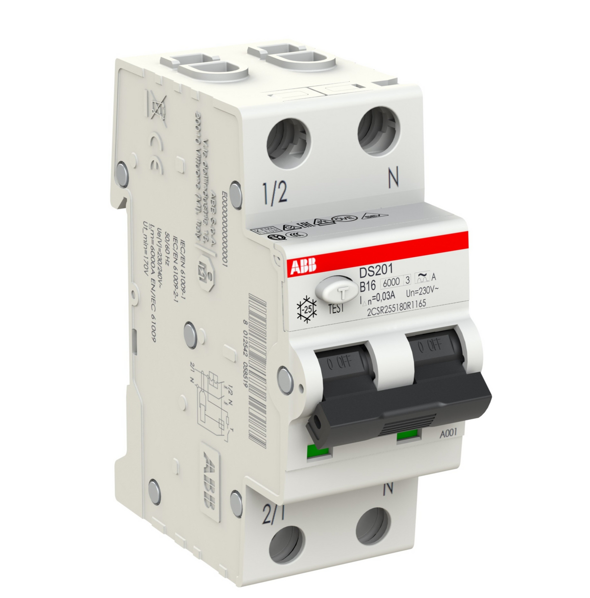 ABB FI/LS-Schalter DS201 B16 A30, 1P+N, 6kA - 2CSR255180R1165