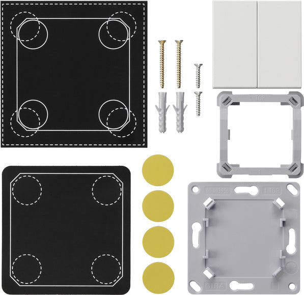 Gira 823227 Montageset Funk-Wandsender 2-fach System 55 reinweiß seidenmatt