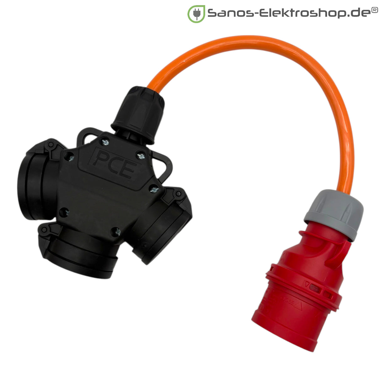 CEE-Adapter: CEE Stecker 5-polig 16A auf Kombi-Kupplung 3-Fach mit PUR-Leitung