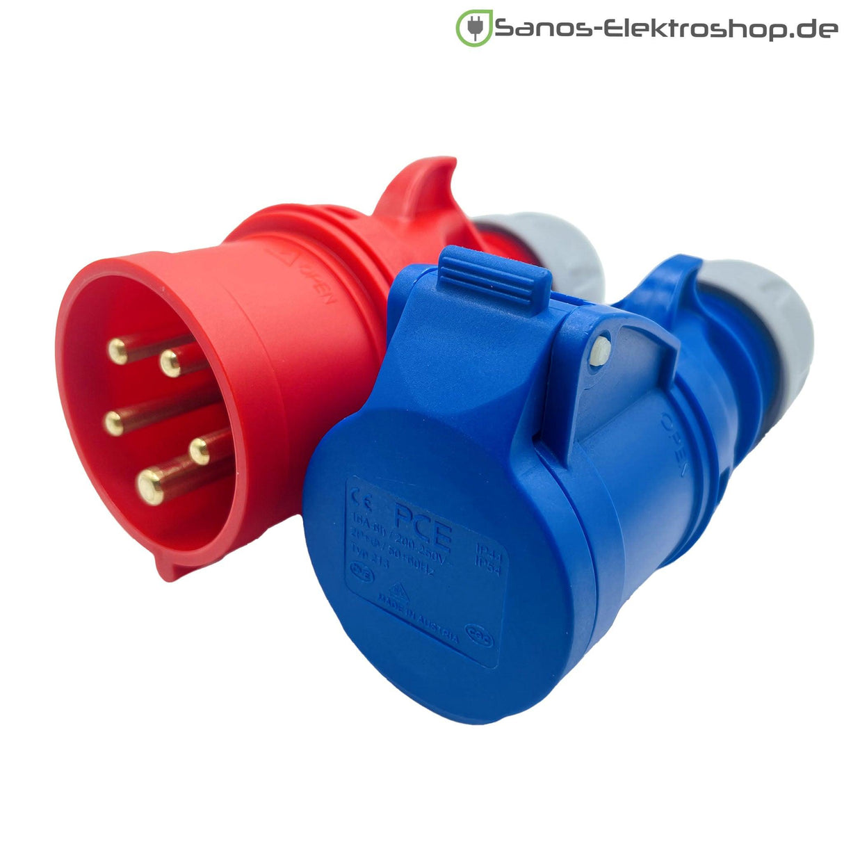 CEE-Adapter: CEE Stecker 5-polig 16A auf CEE Kupplung 3-polig 16A mit PUR-Leitung