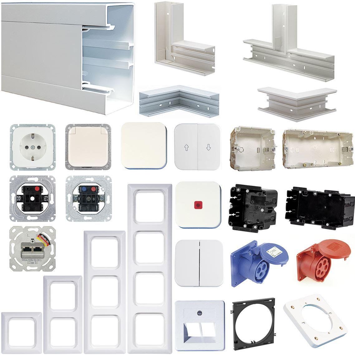 GEWISS Brüstungskanal 70x100/130/170 - 2m mit Zubehör & Schalterprogramm ProLine1