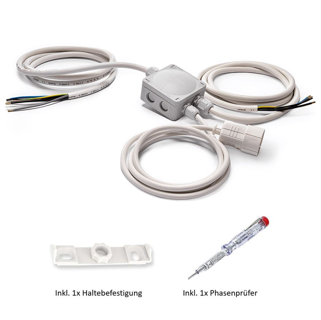 Küchenanschlussbox, Splitter-Box mit 5m Kabel - Küchenanschlussverteiler 3-fach für Kochfeld & Backofen