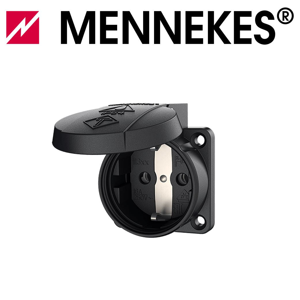 MENNEKES 11332 Anbausteckdose Schuko schwarz 16A 230V IP54 für mobile Verteiler
