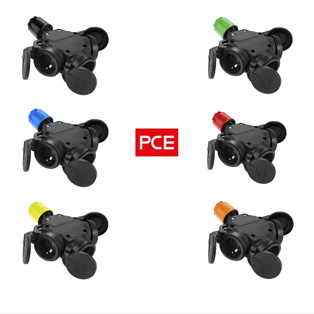 PCE 3-fach-Kupplung IP54 - Federklappdeckel - verschiedene Farben