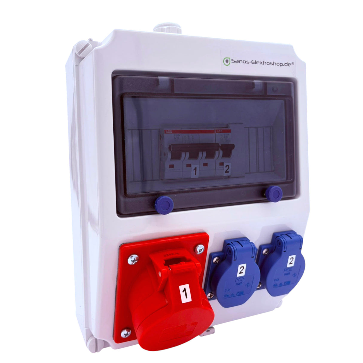 SANOS Wandverteiler ABB/PCE - 1x CEE 16A und 2x Schukodosen | SAN003