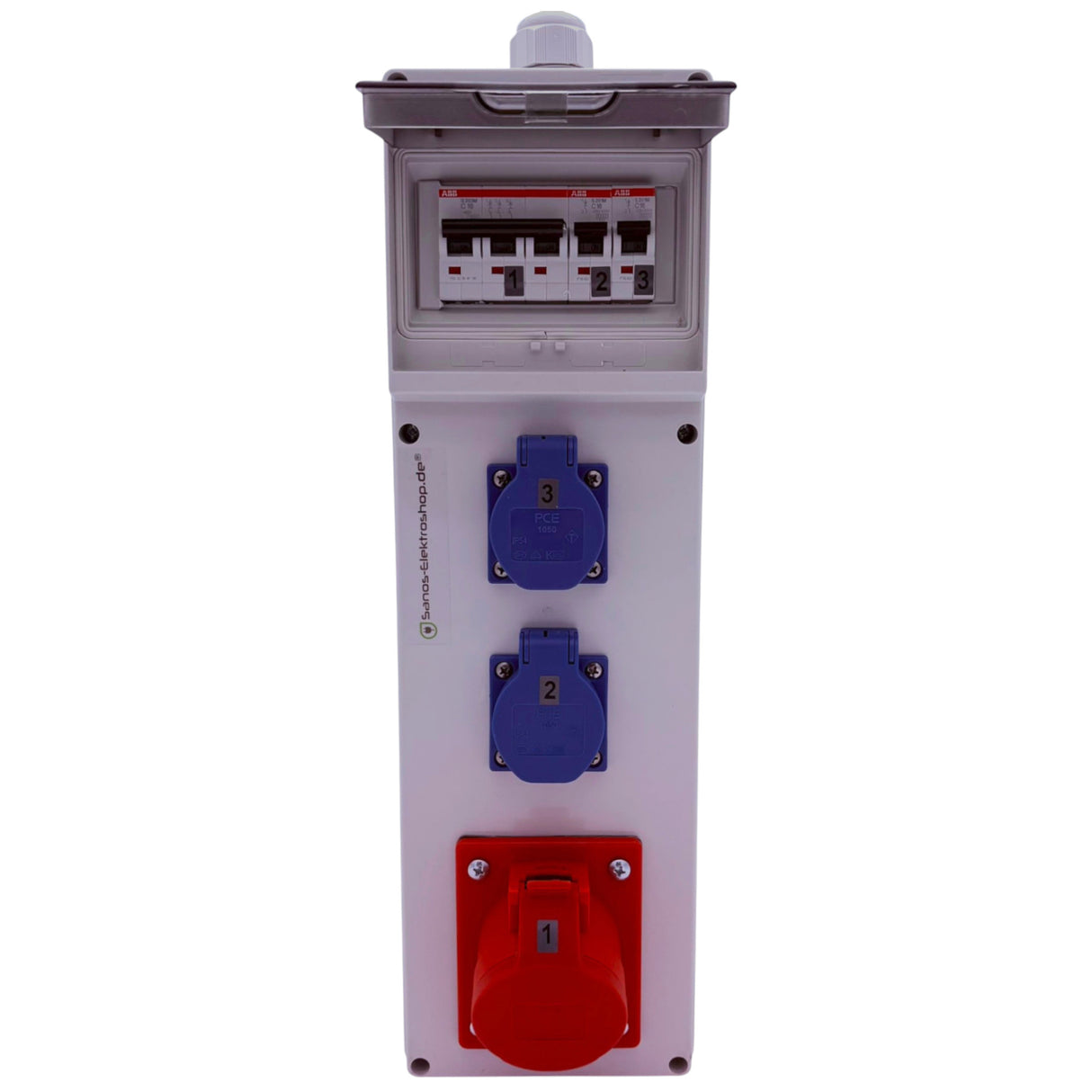 SANOS Wandverteiler ABB/PCE - 1x CEE 16A und 2x Schukodosen | SAN004