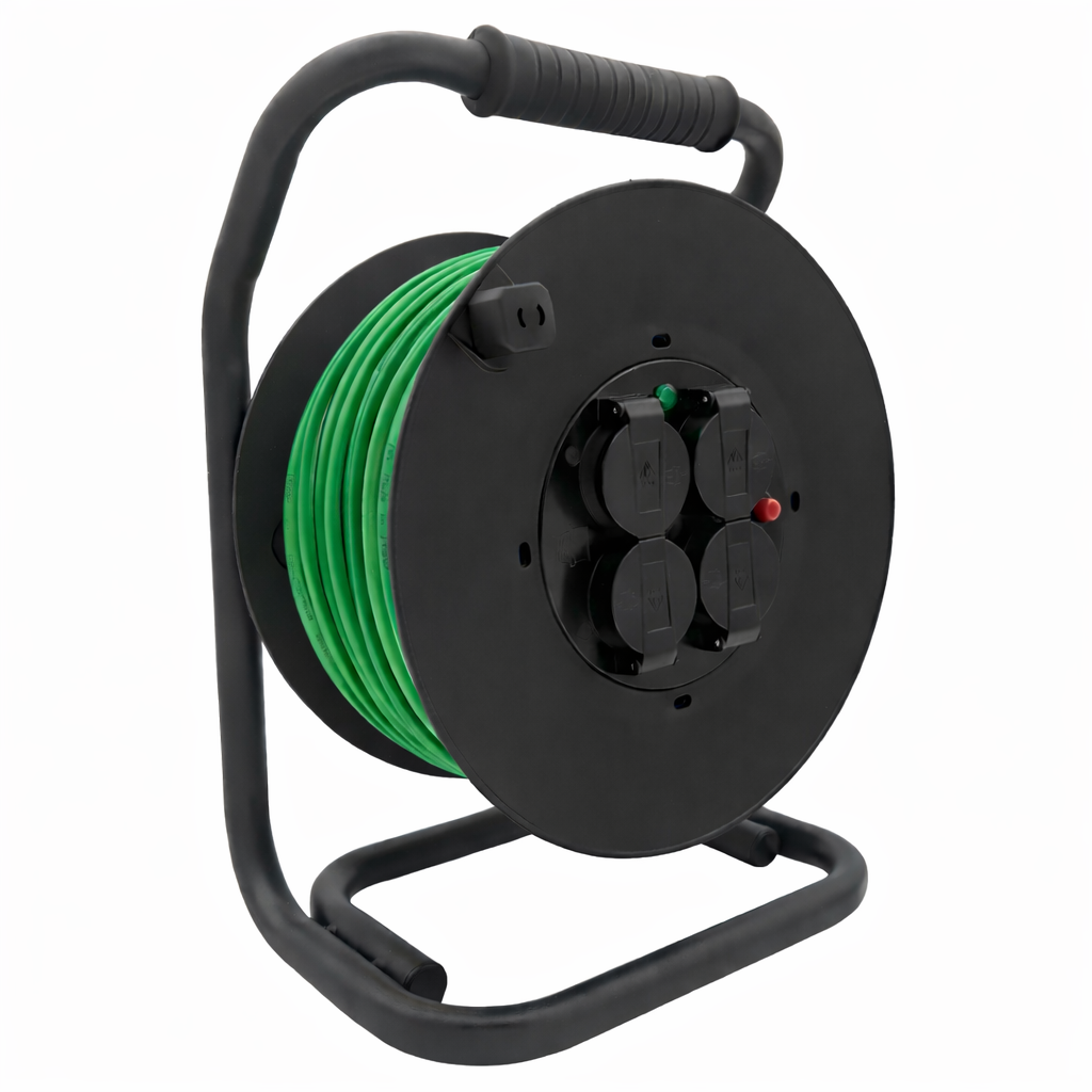 SANOS Kabeltrommel LED-Spannungsanzeige - Gummileitung PUR H07BQ-F 3G1,5mm² - 3G2,5mm² | 20 - 40 Meter | Made in Germany