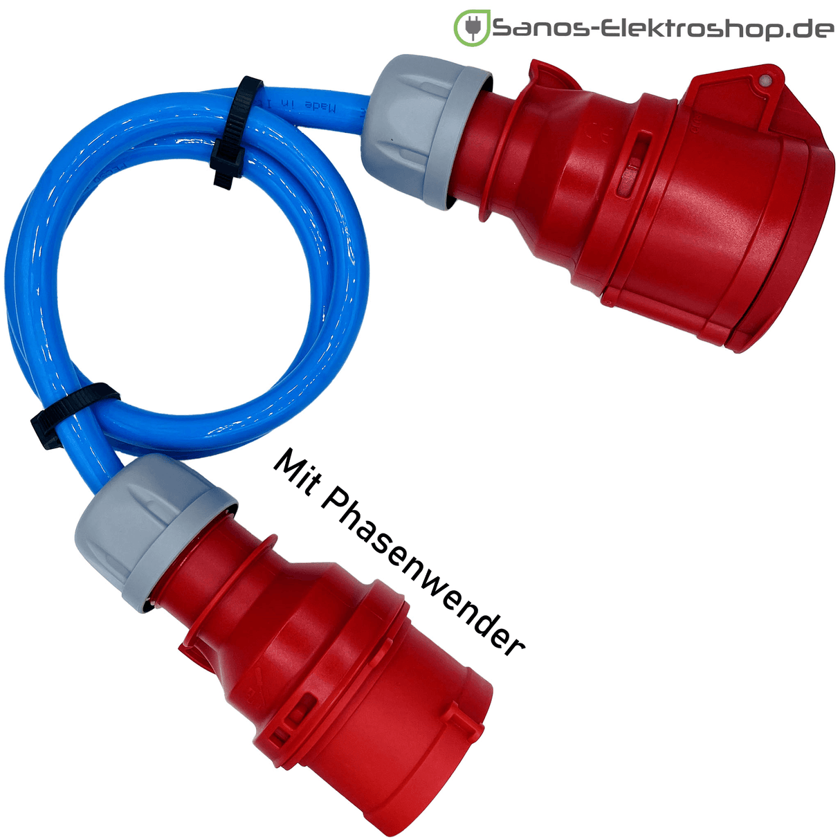 CEE-Verlängerung 16A - 400V - 5-polig mit Phasenwender | PUR Gummileitung H07BQ-F 5G1,5mm² - 5G2,5mm² | 1,00 bis 50,00 Meter | verschiedene Farben