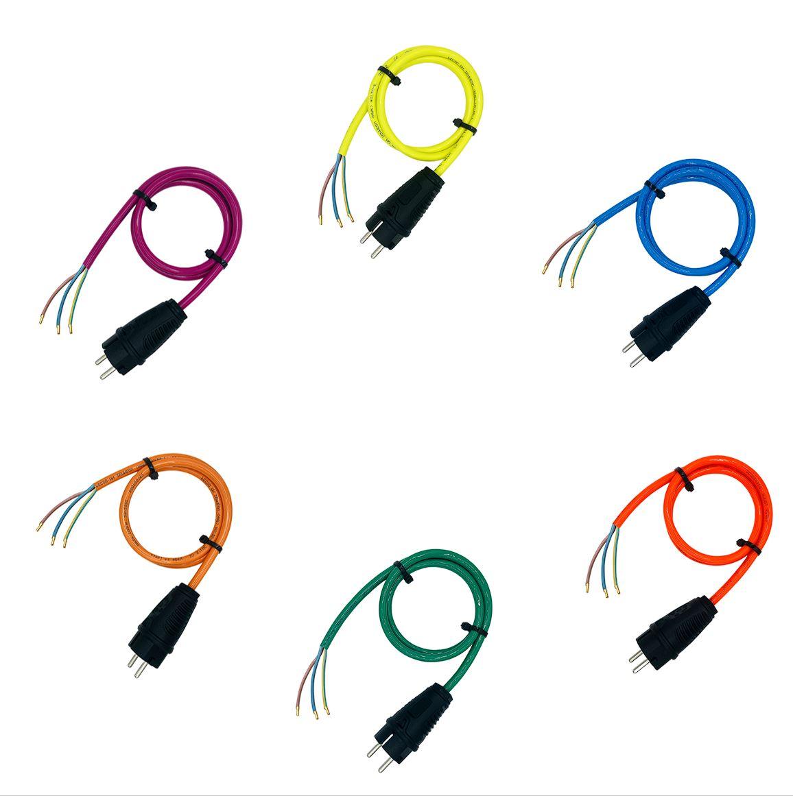 Schuko-Anschlussleitung 230V - PUR Gummileitung H07BQ-F 3G2,5 mm² | 1,00 bis 20,00 Meter | verschiedene Farben