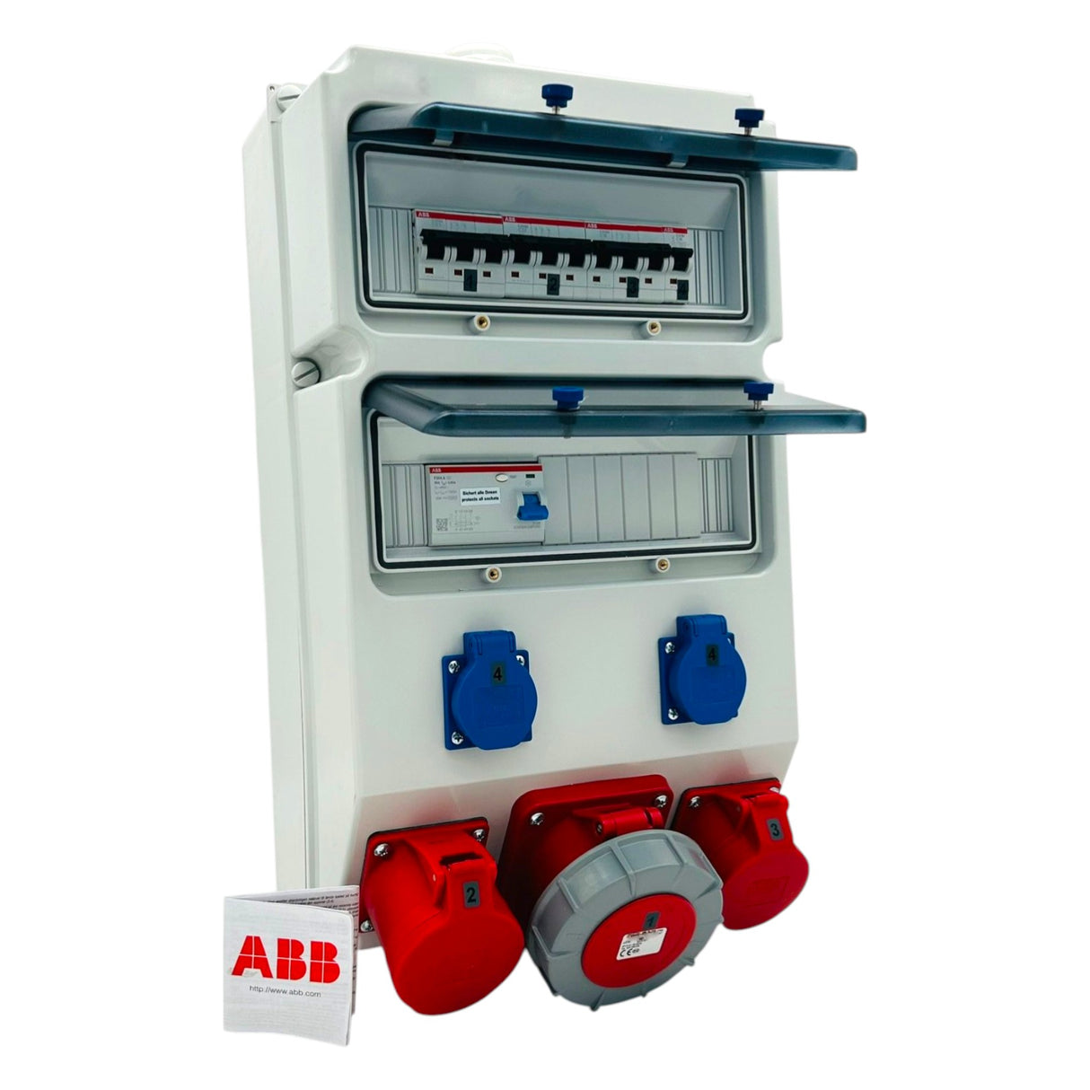 SANOS Wandverteiler ABB/PCE - 1x CEE 63A 1x CEE 32A 1x CEE 16A und 2x Schukodose mit FI | SAN036