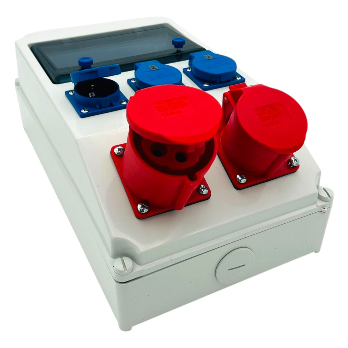 SANOS Wandverteiler ABB/PCE - 1x CEE 32A 1x CEE 16A und 3x Schukodosen mit FI | SAN037