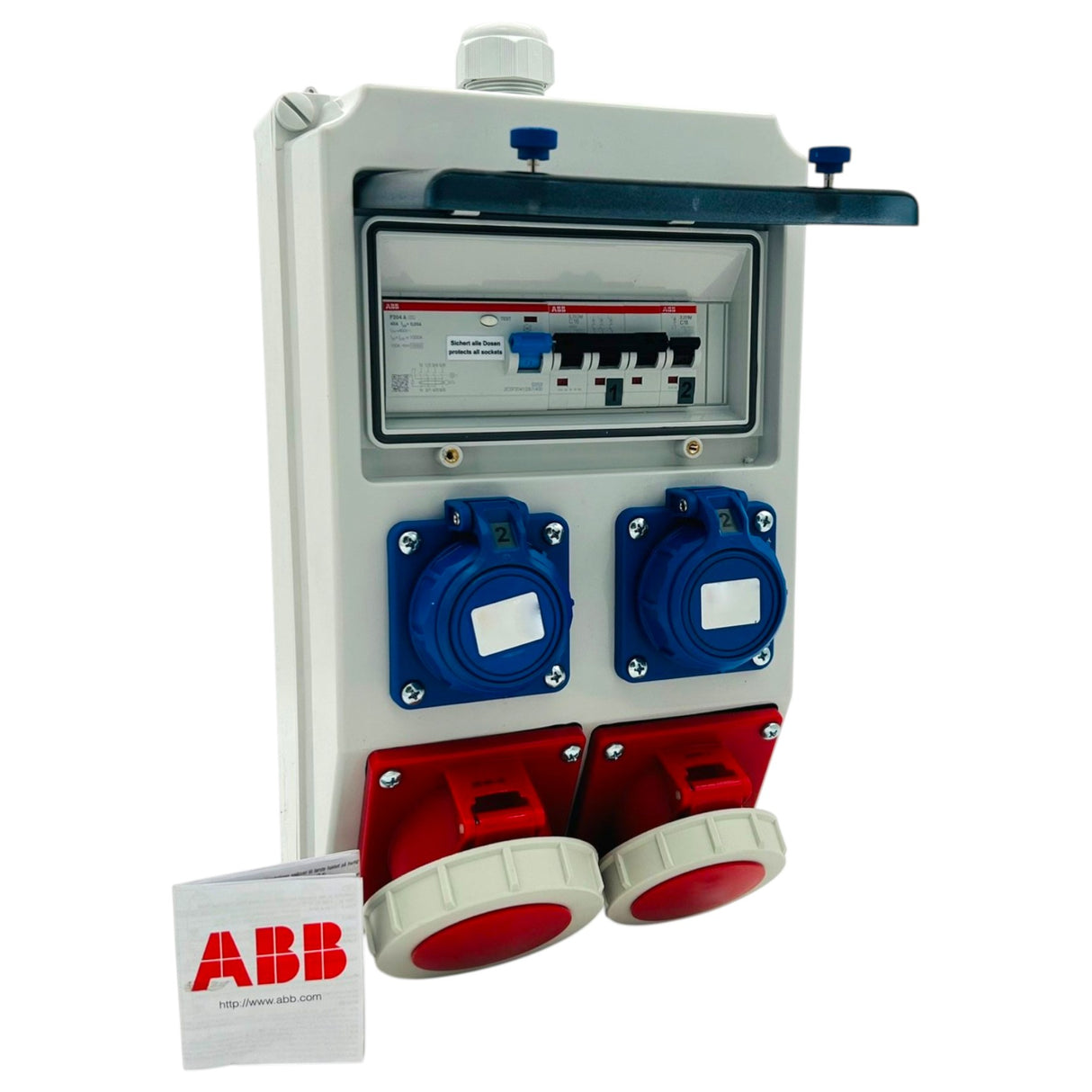 SANOS IP67 Wandverteiler ABB/PCE - 1x CEE 32A 1x CEE 16A und 2x Schukodose mit FI | SAN035