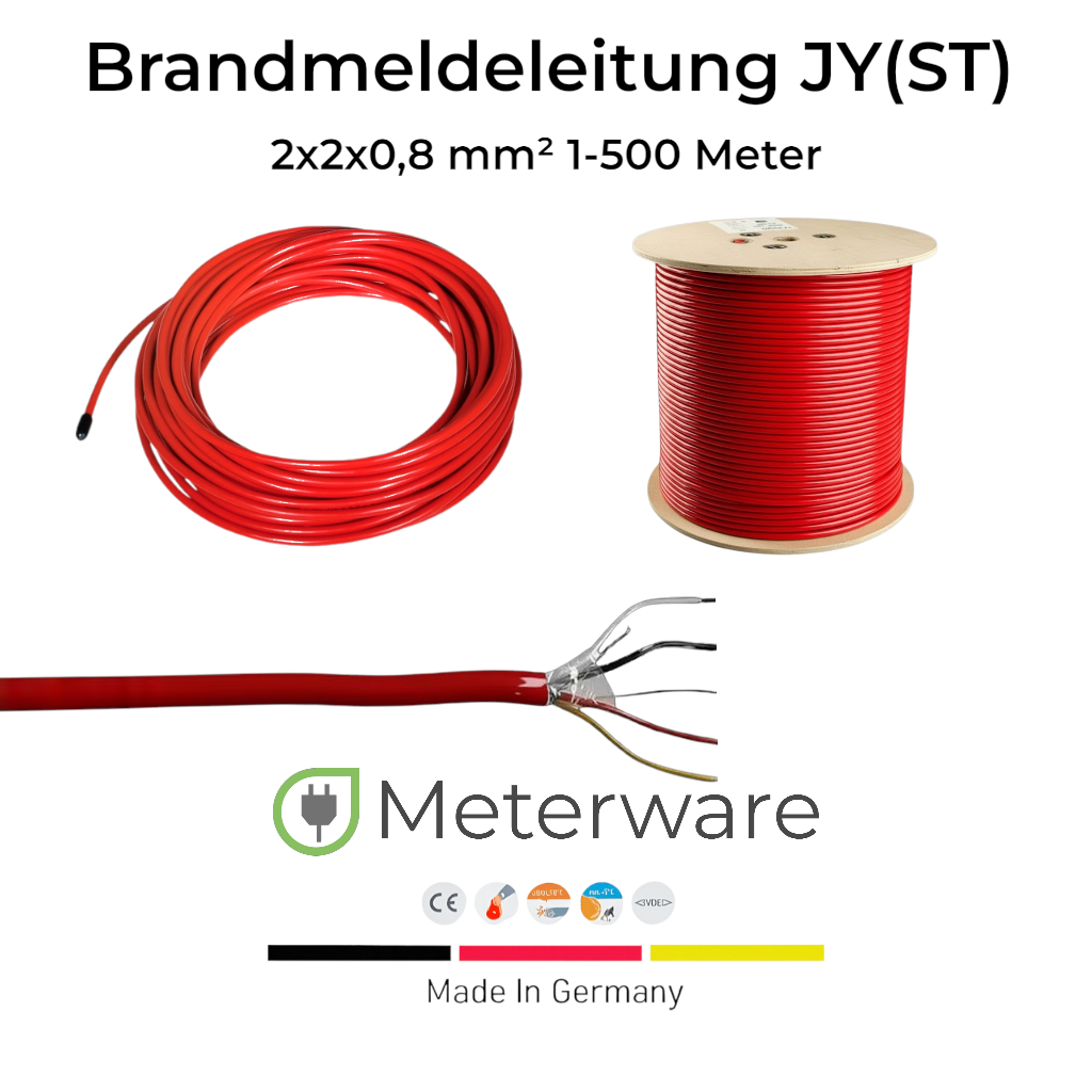 Brandmeldeleitung J-Y(ST)Y – 2 × 2 × 0,8 mm – 1-500 Meter