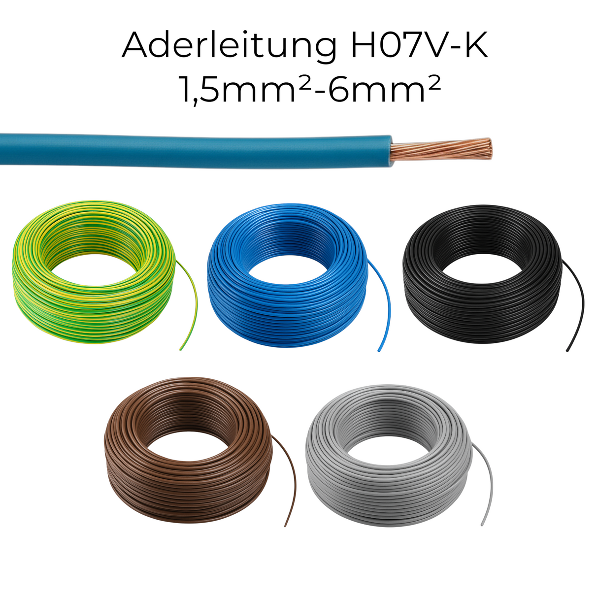 Aderleitung H07V-K flexibel | 1,5mm²-6mm² | 10-100m | verschiedene Farben