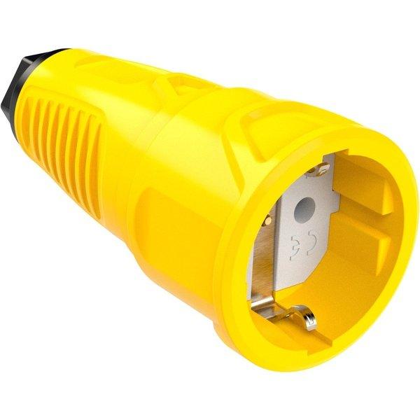 Taurus-Schuko-Kupplung IP20, Gelb, mit Polyamid-Einsatz, 16A, 250V, PCE 2510-es - Sanos-Elektroshop.de