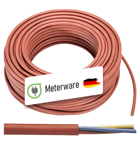 Silikon-Schlauchleitung 2x1,0 mm² mit rotbraunem Mantel, Lieferung als Meterware