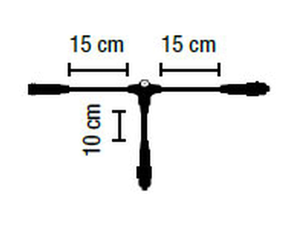 MK Illumination QF+ Verteiler (Divider) – 2, 3, 6, 11 oder 22 Ausgänge – 2 (T-Stück) · Schwarz (001-121) – Maßzeichnung