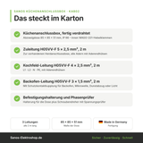 Küchenanschlussbox, Splitter-Box mit 2m Kabel - Küchenanschlussverteiler 3-fach für Kochfeld & Backofen