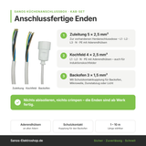 Küchenanschlussbox-Set, Splitter-Box mit 1/2/3/5/10m Kabel - Küchenanschlussverteiler 3-fach für Kochfeld & Backofen