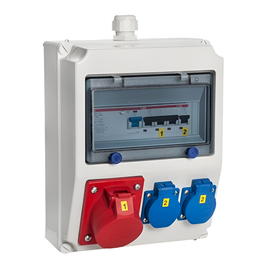 SANOS Wandverteiler SAN007 mit CEE-Dose 16 A 5-polig 400 V und zwei Schukodosen 230 V