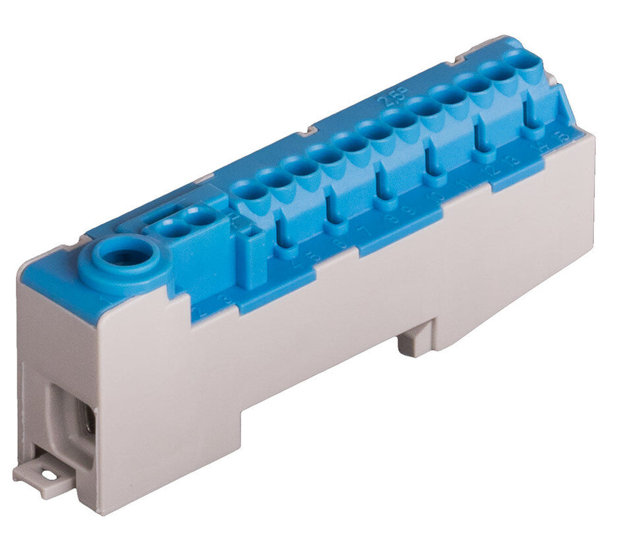 Pollmann N14-S Neutralleiterklemme blau, steckbar, 15 Klemmstellen bis 25 mm² (2020251)