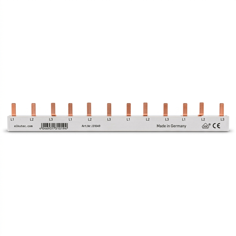 EKONT Stiftschiene 3-phasig 178.321.12, 12 Module, L-Ausführung, 178 mm lang