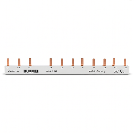 EKONT Stiftschiene 3-phasig 178.321.FI11, 11 Module, L-Ausführung, 178 mm lang