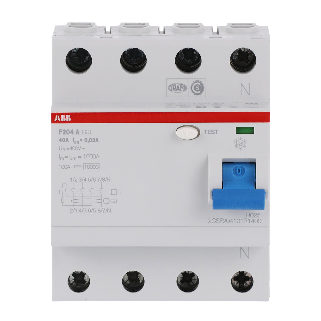 ABB Set 1x FI-Schutzschalter F204A-40/0,03 + 8x Sicherungsautomat S201-C16 + 1x PS3/12FI Sammelschiene - C-Charakteristik