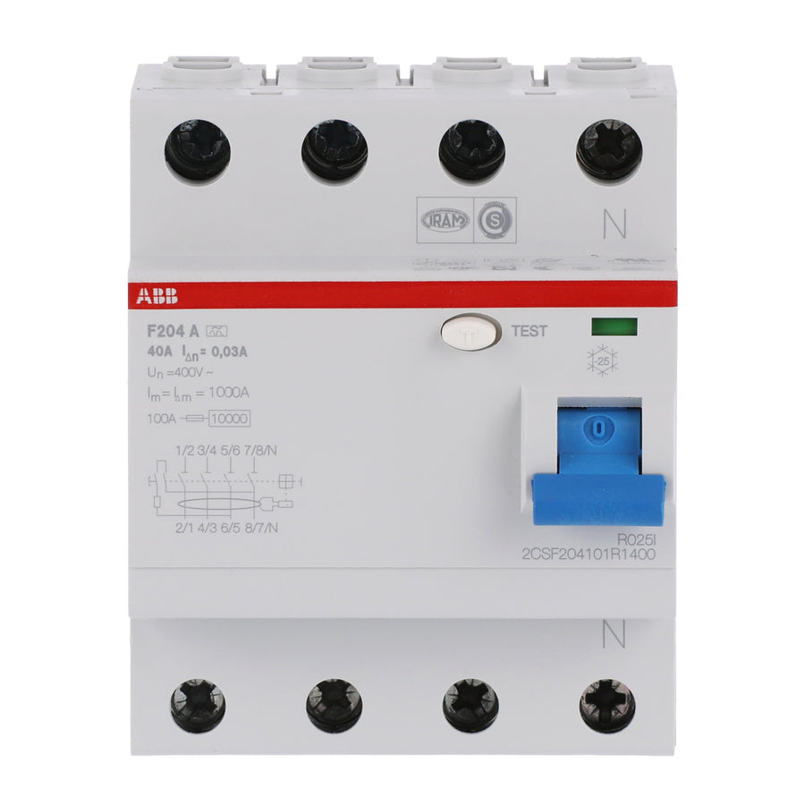 ABB FI-Schutzschalter F204A-40/0,03, 4-polig, 40 A Bemessungsstrom, 30 mA