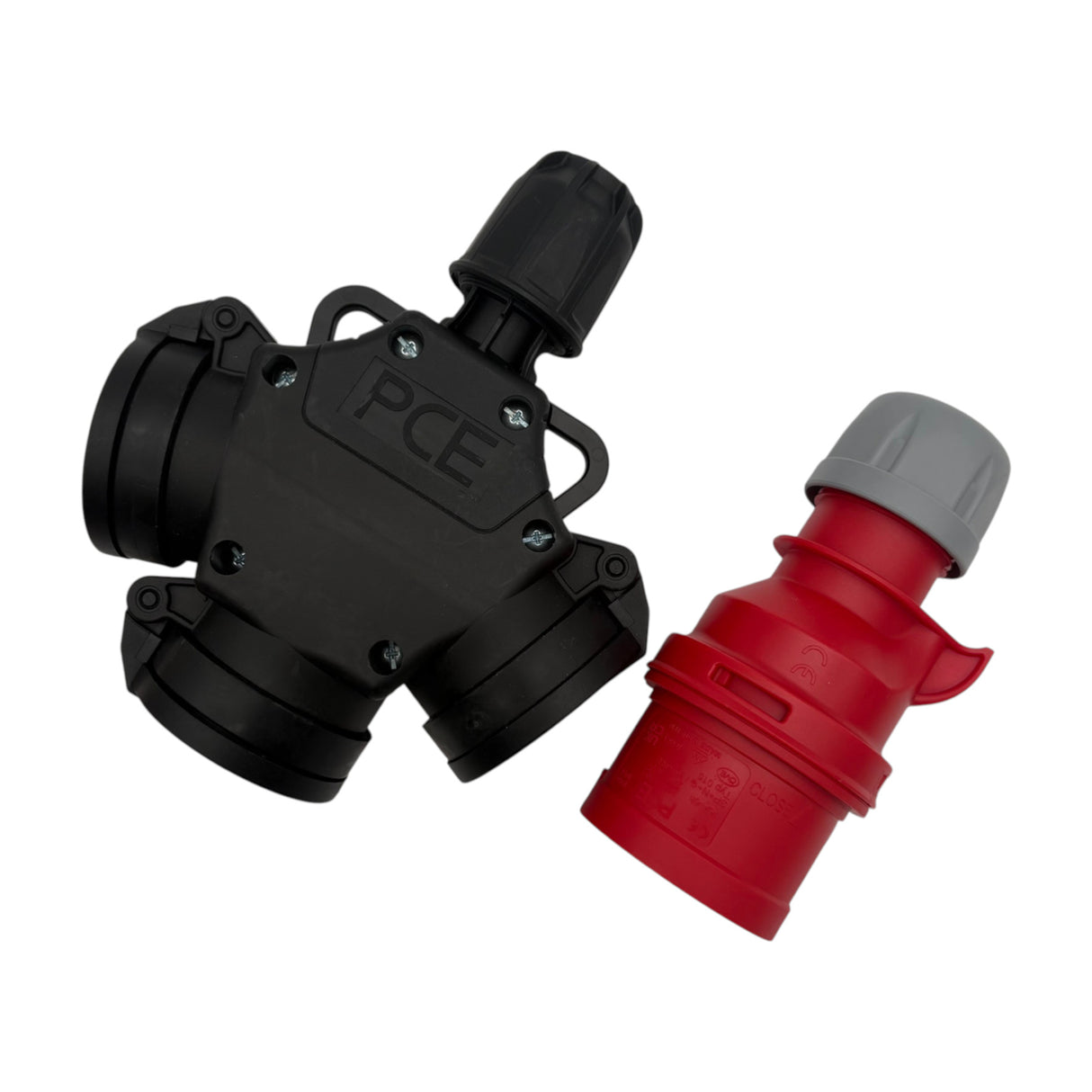 CEE-Adapter: CEE Stecker 5-polig 16A auf Kombi-Kupplung 3-Fach mit PUR-Leitung