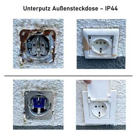 Unterputz-Steckdose mit Klappdeckel IP44 | polarweiß seidenglanz | für Außen- und Nassbereiche