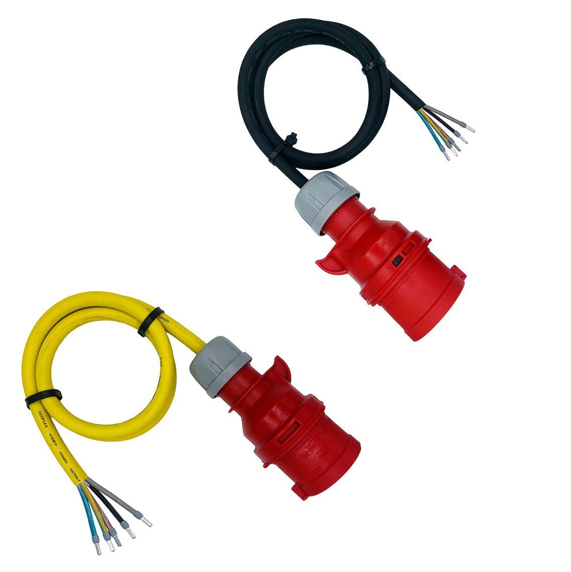 CEE-Anschlussleitung 16A- 32A 400V - Gummileitung H07RN-F 5G2,5 - 5G6 mm² | 1,00 Meter bis 10,00 Meter | verschiedene Farben