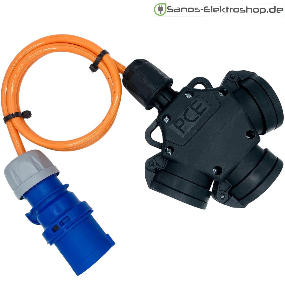 CEE-Adapter: CEE Stecker 3-polig 16A auf Kombi-Kupplung 3-Fach mit PUR-Leitung