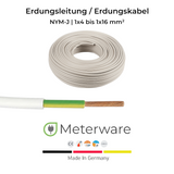 Erdungsleitung / Erdungskabel NYM-J | 1x4 bis 1x16 mm² | 1 Meter - 50 Meter