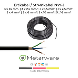 Erdkabel / Stromkabel NYY-J | 3x1,5 bis 5x16 | 1 Meter - 500 Meter