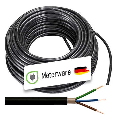 Meterware PVC-Leitung H05VV-F 3G1,5, schwarz