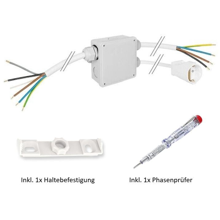 Küchenanschlussbox, Splitter-Box mit 5m Kabel - Küchenanschlussverteiler 3-fach für Kochfeld & Backofen