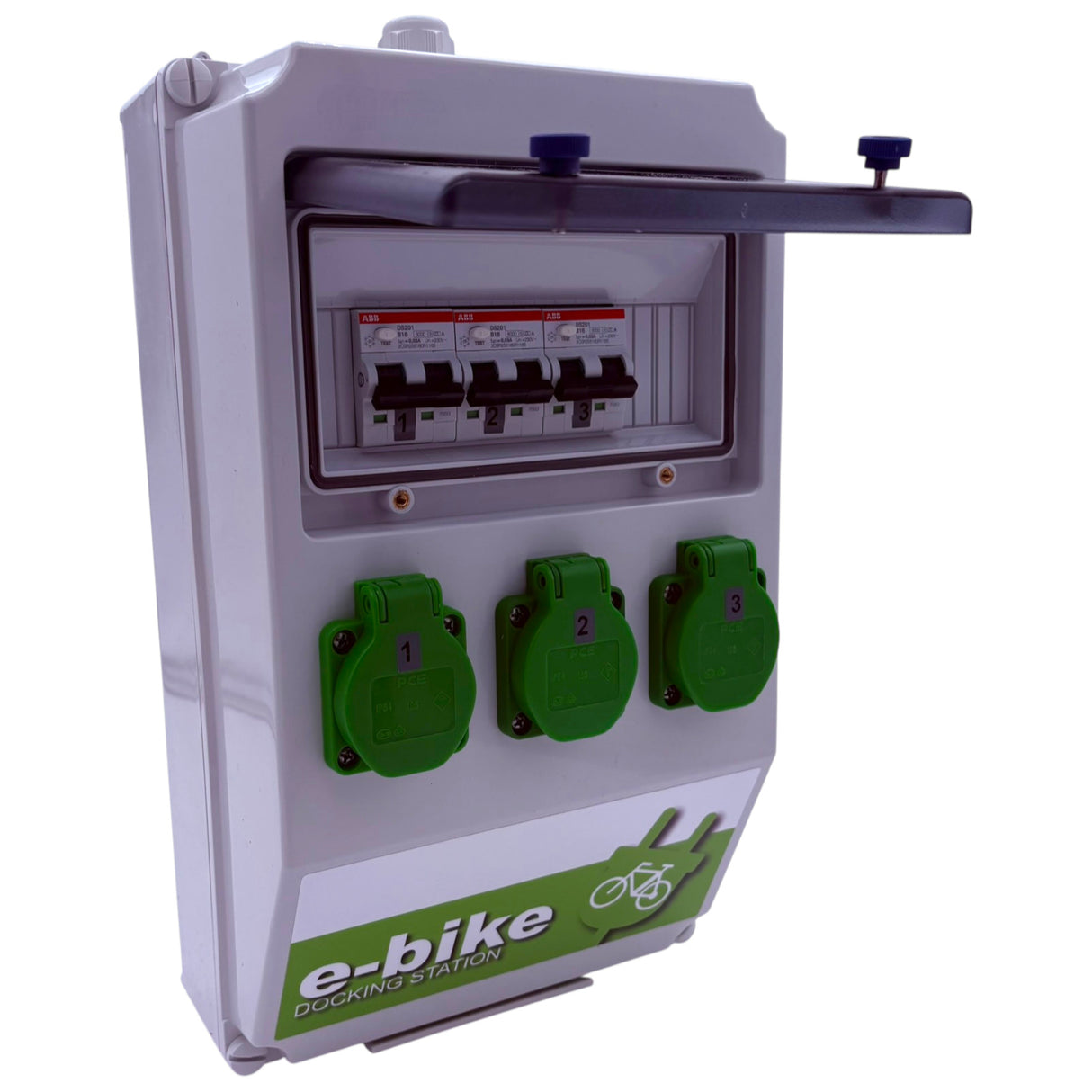 SANOS e-bike Wandverteiler ABB/PCE mit 3x Schukodosen 230 V mit FI/LS | SAN006