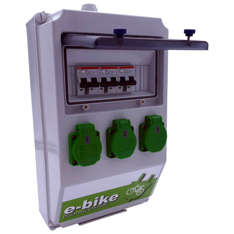 SANOS e-bike Wandverteiler ABB/PCE mit 3x Schukodosen 230 V mit FI/LS | SAN006