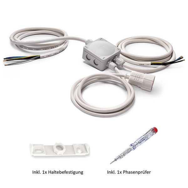 Küchenanschlussbox-Set, Splitter-Box mit 1/2/3/5/10m Kabel - Küchenanschlussverteiler 3-fach für Kochfeld & Backofen