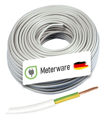 Erdungsleitung NYM-J 1x6 mm² einadrig als Meterware, grauer PVC-Mantel, 300/500 V