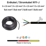 Erdkabel / Stromkabel NYY-J | 3x1,5 bis 5x16 | 1 Meter - 500 Meter