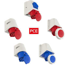 PCE CEE-Wanddosen 16A bis 32A in 3- und 5-poliger Ausführung, Schutzart IP44 bis IP67