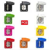 Maschinen-Steckdose, 230V, IP54, Anschluss rückseitig, schraublos | PCE | verschiedene Farben